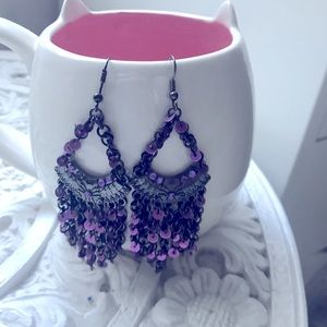 Drop Dangle Earrings purple